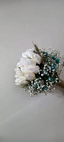 beyaz lale gelin el buketi