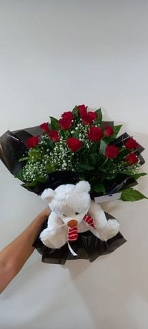 15 güllü ayıcıklı buket