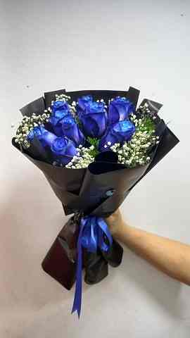İTAL 9 ADET MAVİ GÜL BUKETİ