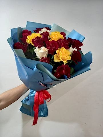 karışık gül den buket 21 adet